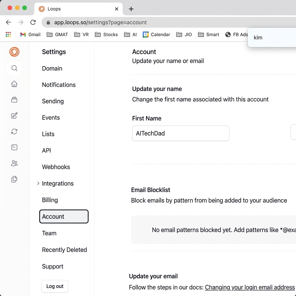 Loops.so Account Settings