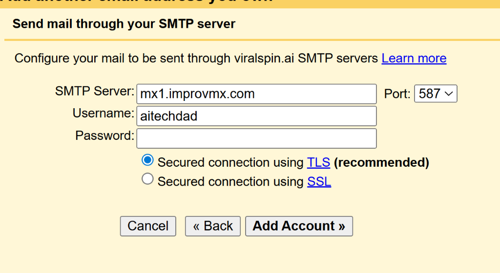 Gmail SMTP Configuration